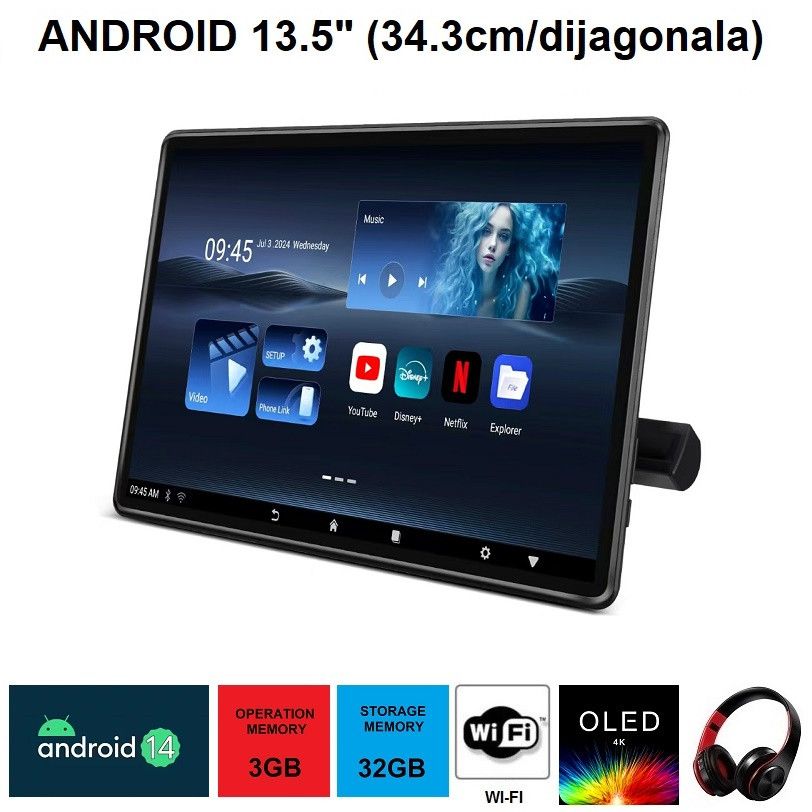 Monitor za naslon sedista OLED MONITOR 13.5" (dijagonala 34.3cm) - ANDROID 14 Beograd Zemun